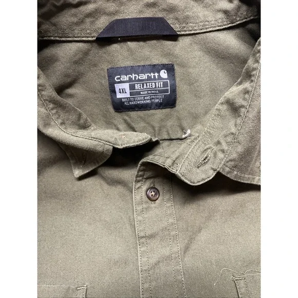 Carhartt Relaxed Fit Button Down Shirt Men's Size 4XL Olive Green - Picture 3 of 8